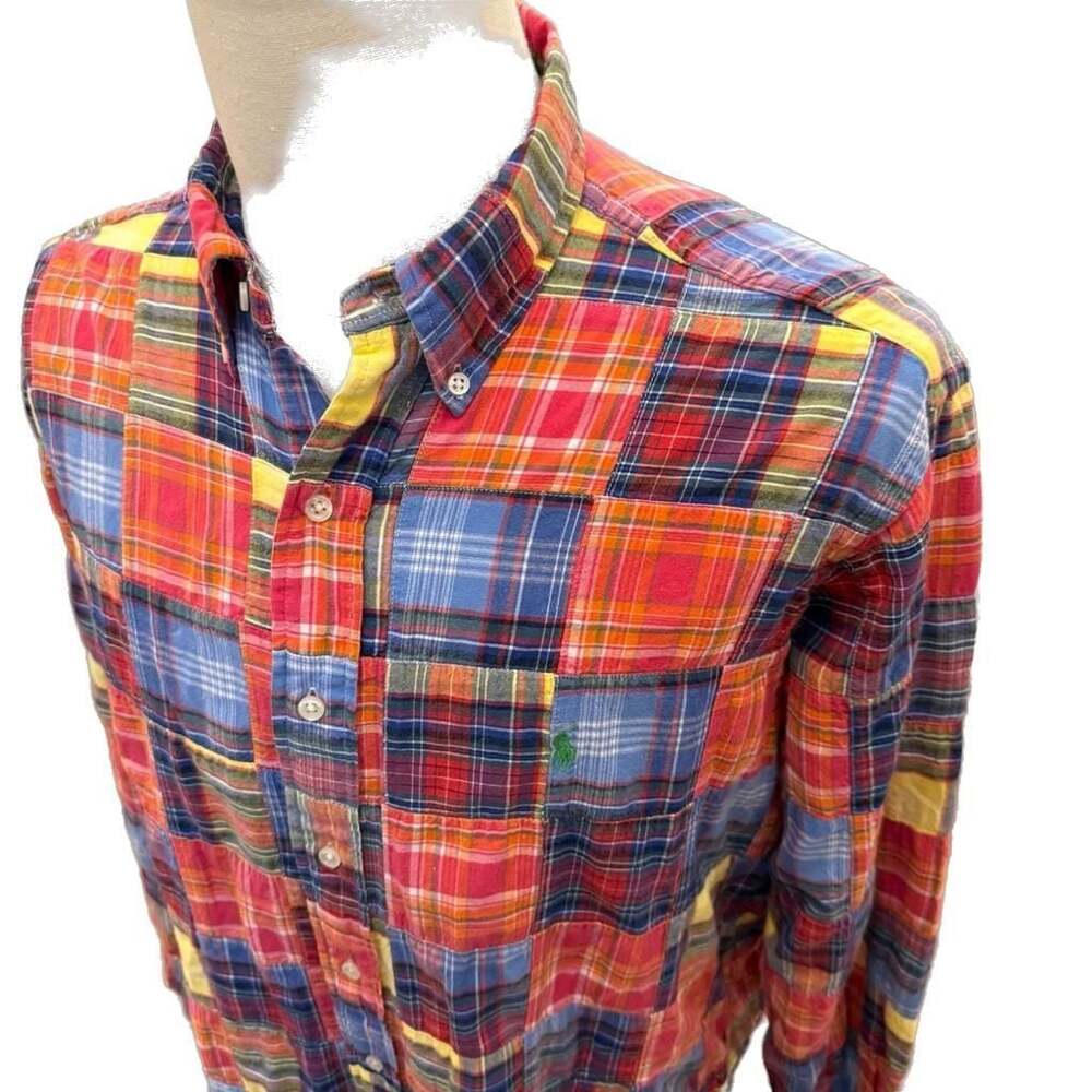Ralph Lauren Classic Fit Multicolor Madras Patchwork Button-Down Shirt - Picture 2 of 4